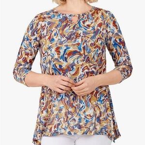 EUC: Ruby Rd. | Womens Womens Petite Marbled Sublimation Top